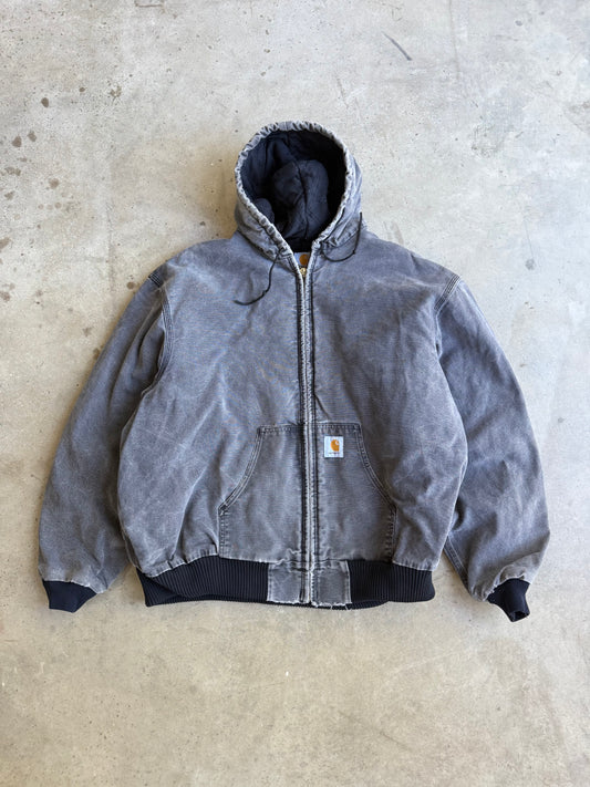 Vintage Faded Black Carhartt Hooded Jacket -XXL DZ