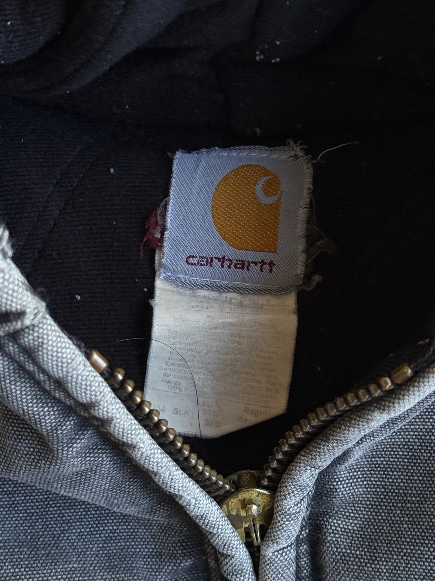 Vintage Faded Black Carhartt Hooded Jacket -XXL DZ