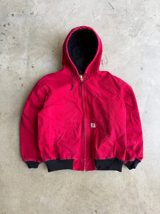 Vintage Red Carhartt Hoded Jacket - XL