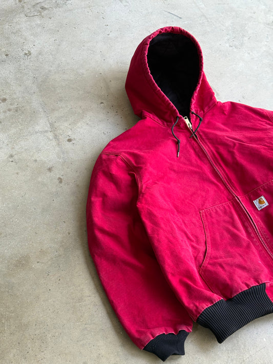 Vintage Red Carhartt Hoded Jacket - XL
