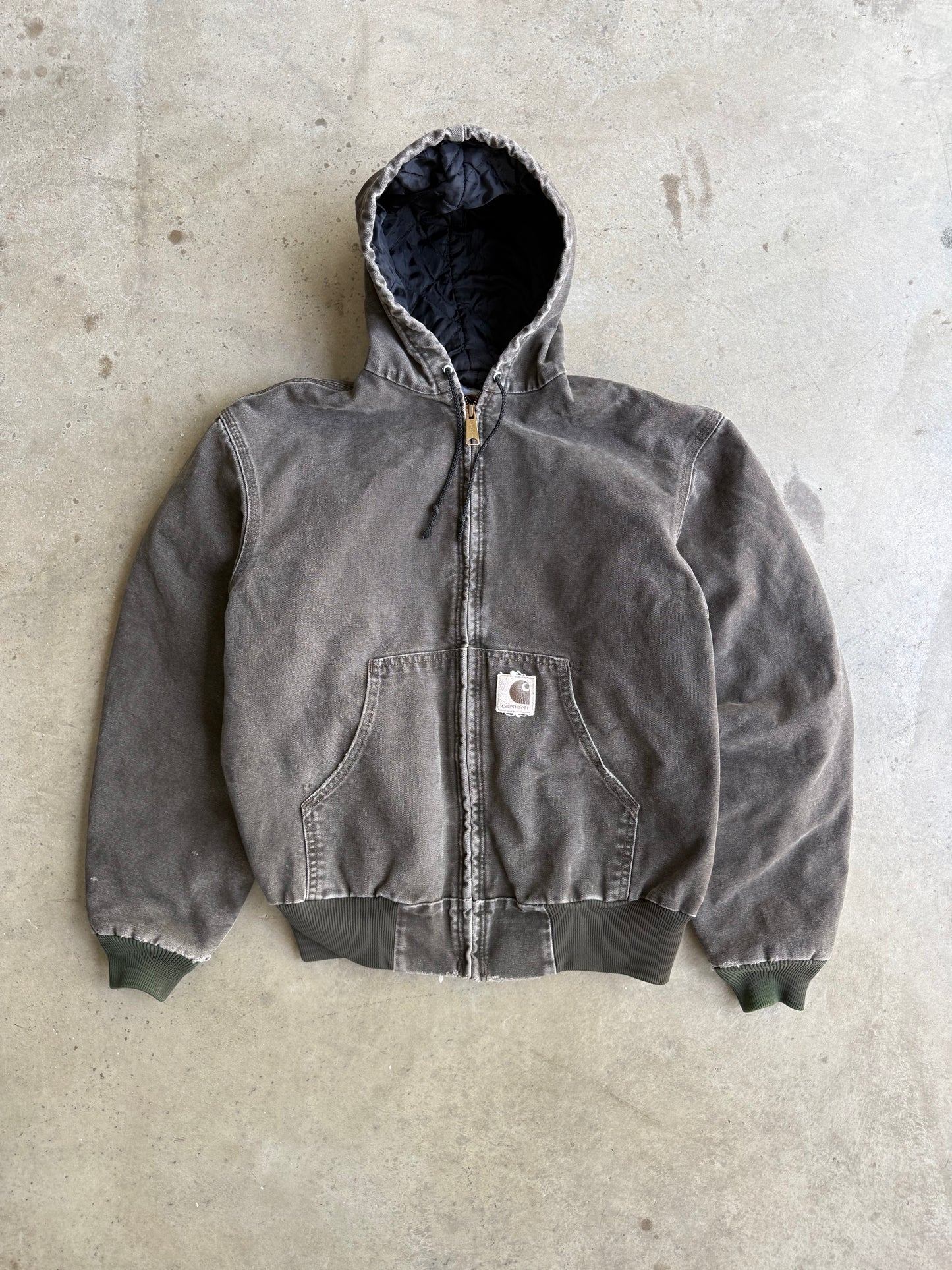 Vintage Faded Brown Hooded Carhartt Jacket - S