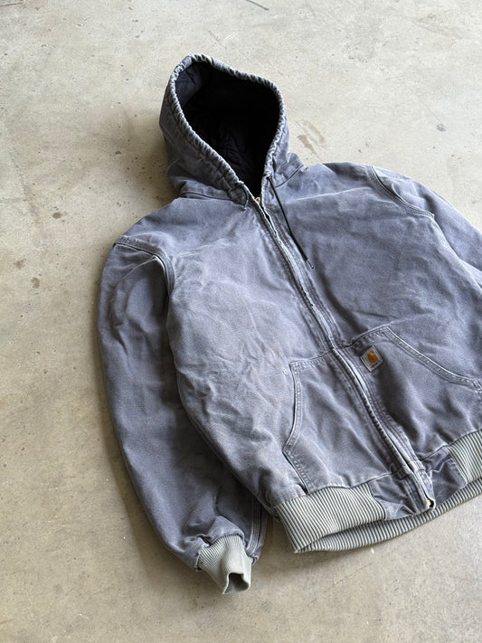 Vintage Charcoal Grey Hooded Carhartt Jacket - M DZ