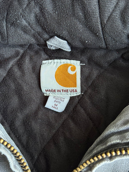 Vintage Charcoal Grey Hooded Carhartt Jacket - M DZ