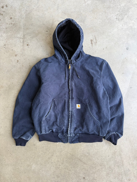 Vintage Navy Blue Hooded Carhartt Jacket - L