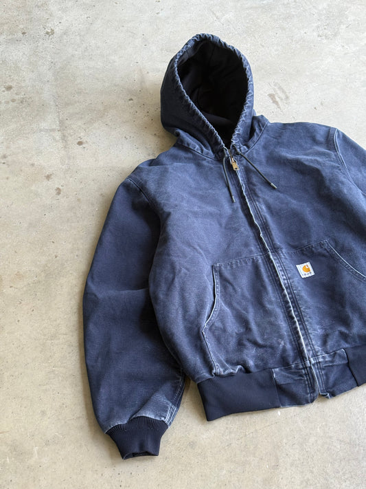 Vintage Navy Blue Hooded Carhartt Jacket - L
