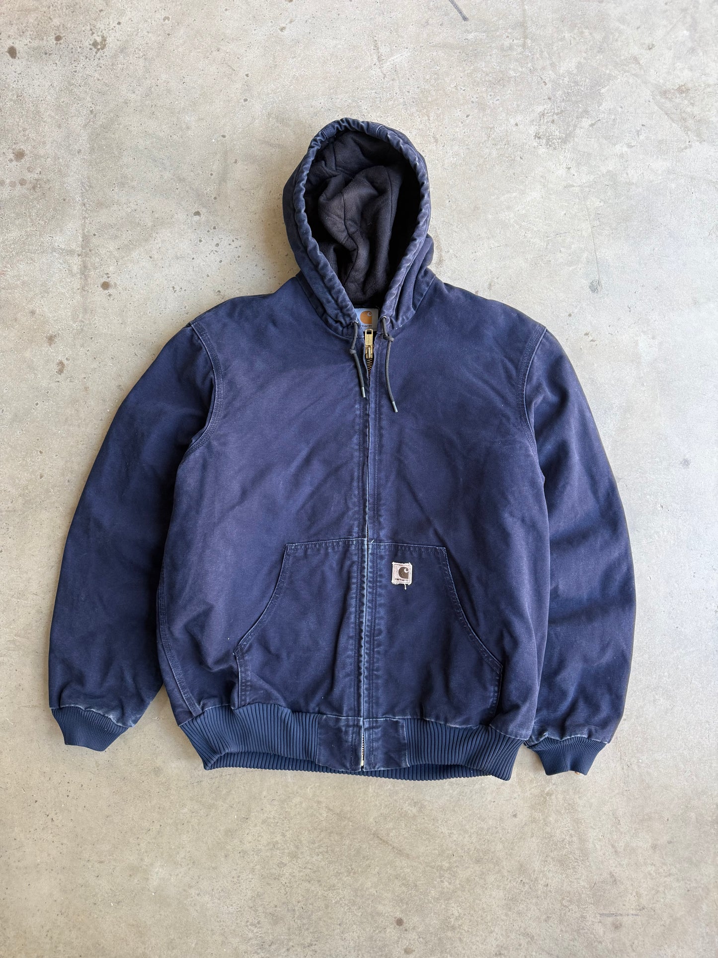 Vintage Navy Blue Hooded Carhartt Jacket - XL