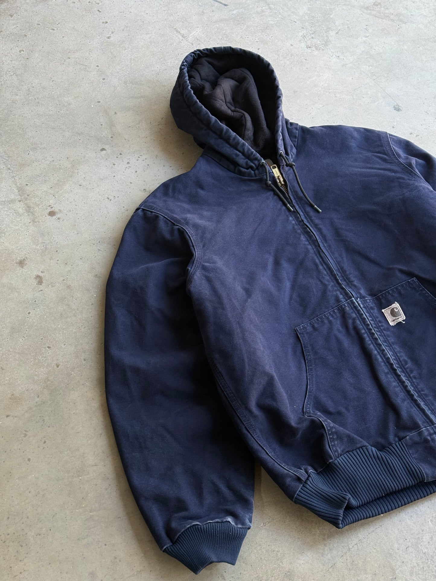 Vintage Navy Blue Hooded Carhartt Jacket - XL