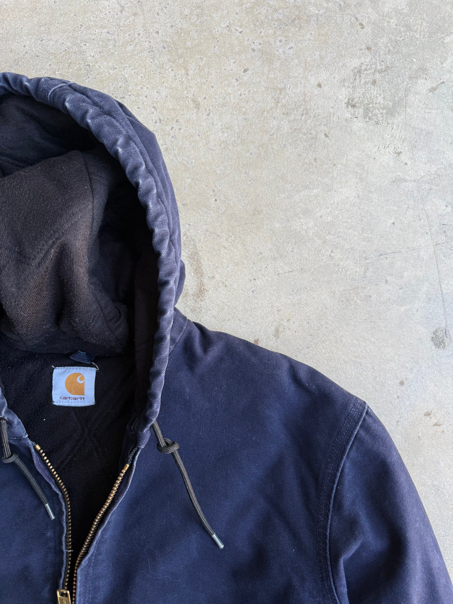 Vintage Navy Blue Hooded Carhartt Jacket - XL