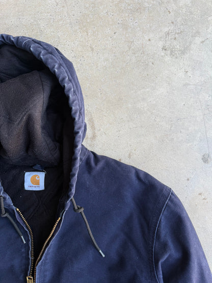 Vintage Navy Blue Hooded Carhartt Jacket - XL