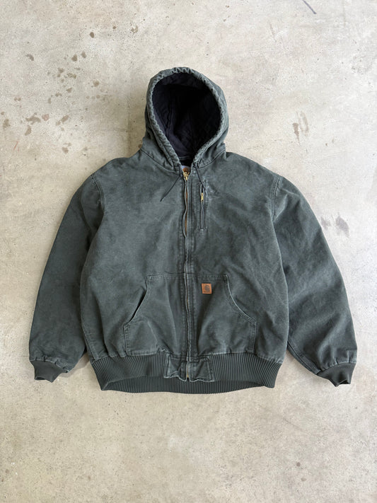 Vintage Mos Green Hooded Carhartt Jacket - XXL