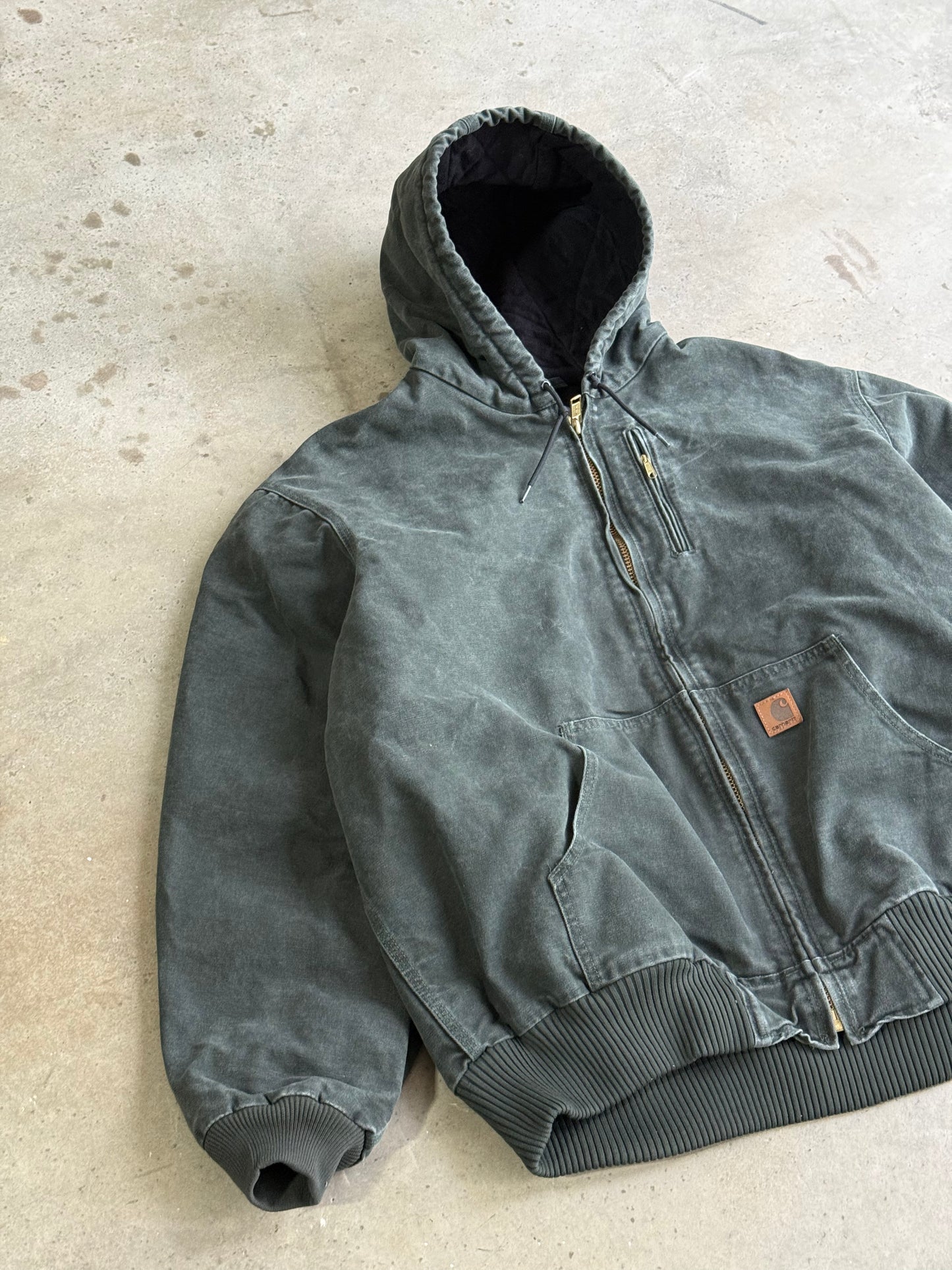 Vintage Mos Green Hooded Carhartt Jacket - XXL