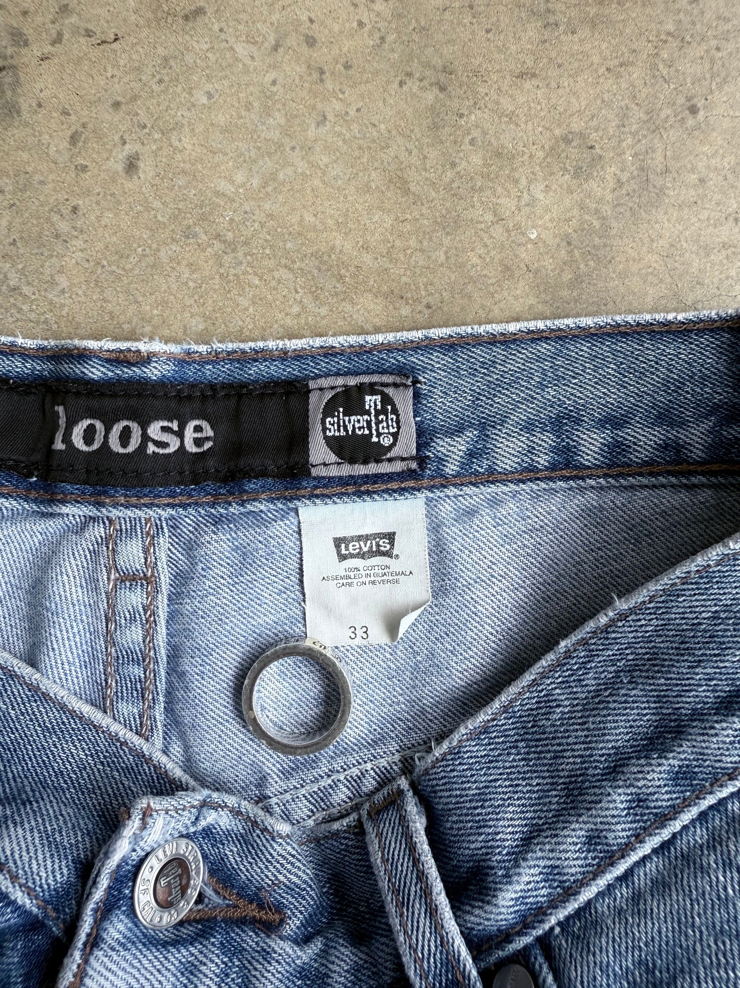 Vintage Washed Loose Silver Tab Levi Denim Shorts  - 32