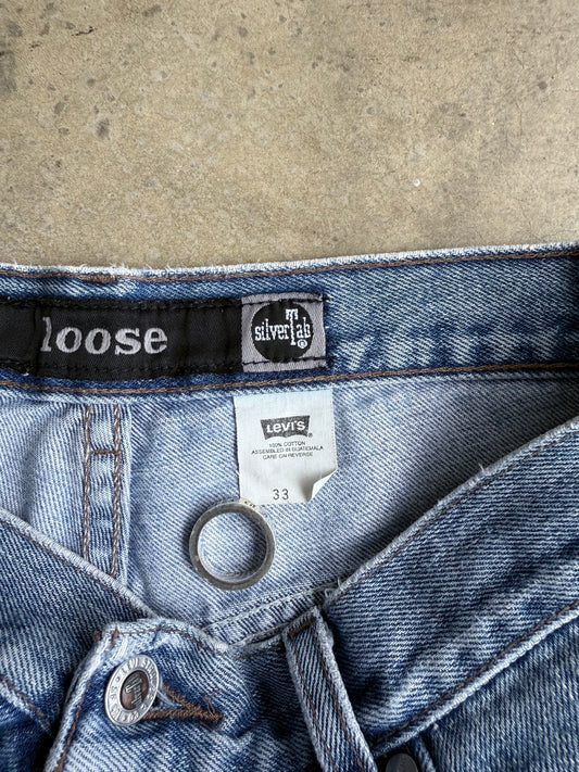 Vintage Washed Loose Silver Tab Levi Denim Shorts  - 32